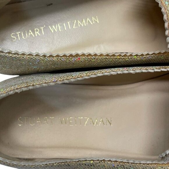 Stuart Weitzman Flats Gold Sparkly Shoes Slip on Women’s Size 8.5 - Picture 7 of 8